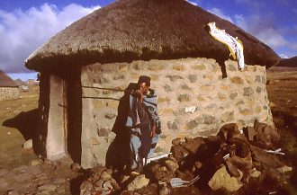 Mieszkaniec wioski w Lesotho